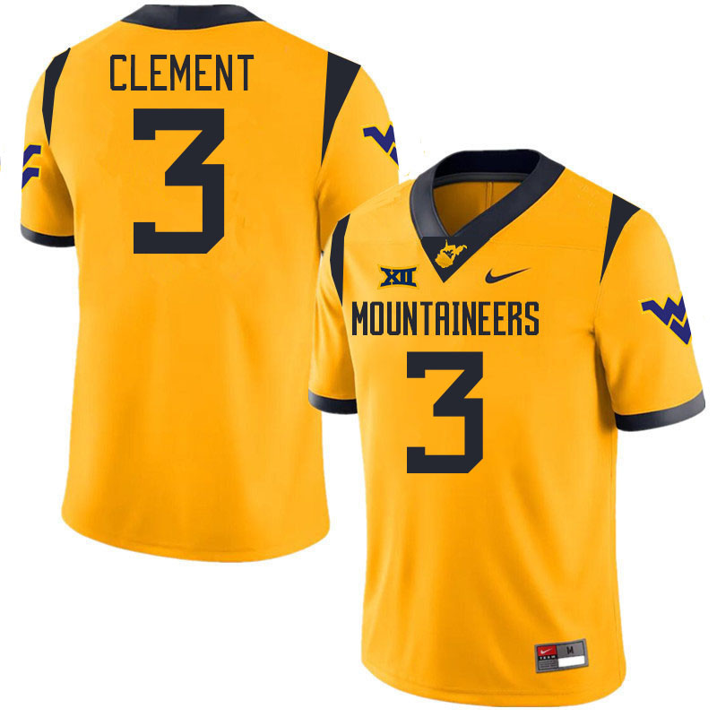 Men #3 Hudson Clement West Virginia Mountaineers College 2024 New Uniforms Football Jerseys Stitched